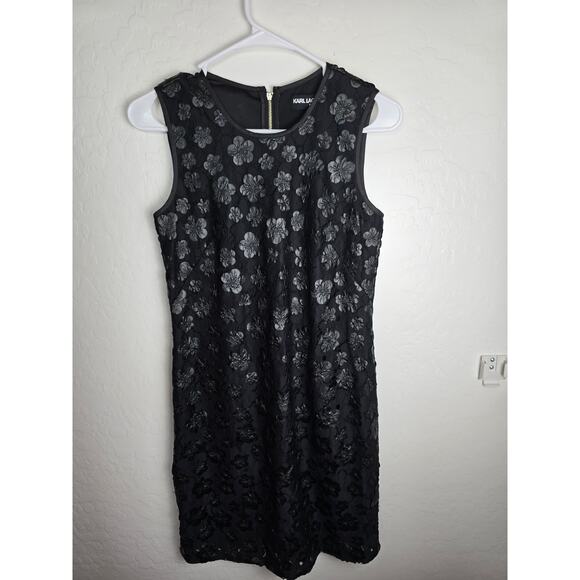 Karl Lagerfeld Dresses & Skirts - Karl Lagerfeld Sheath Dress Floral Dress Size 2 Black